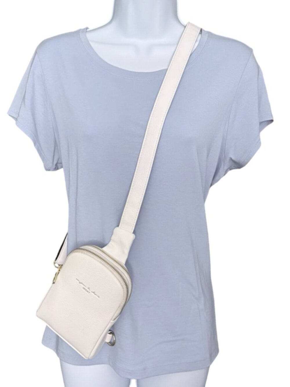 INICAT Vegan Leather White Sling Bag Crossbody Purse with Clear Pocket